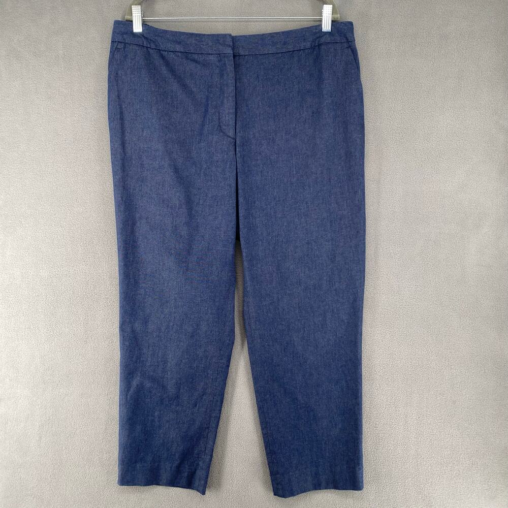 Talbots Hampshire Ankle Trouser Pant Womens 16W Blue Cotton Viscose *Hemmed?